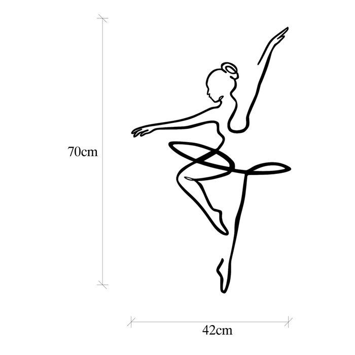 Wallity Ballerina 1 - Escultura de pared de metal negro